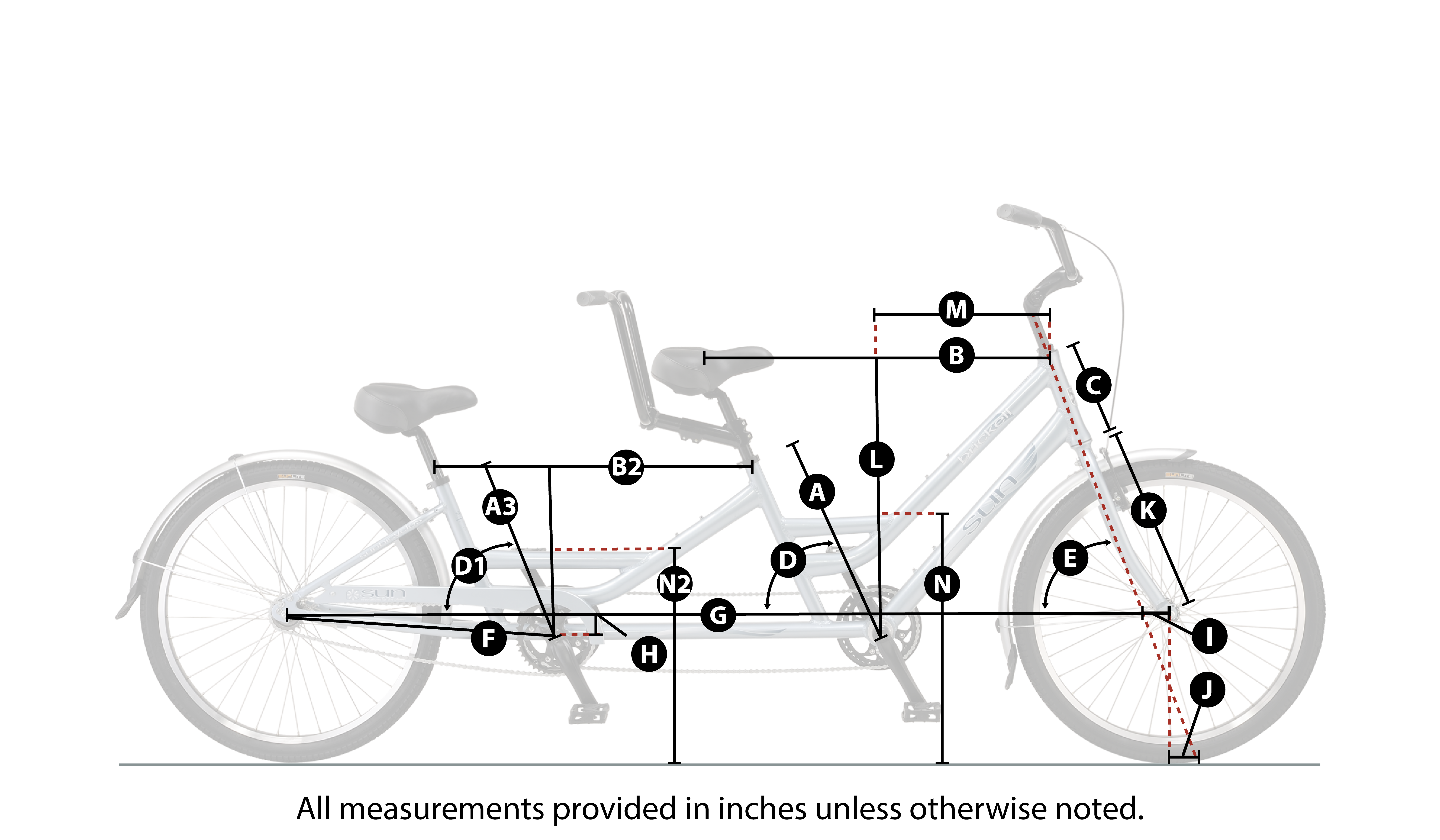 Brickell Tandem CB Geometry – Sun Bicycles